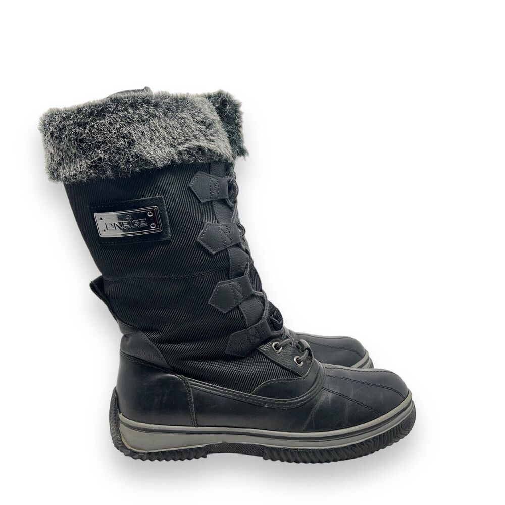 LaNeige Canada Women's Mollie Black Waterproof Snow Boots 8-8.5